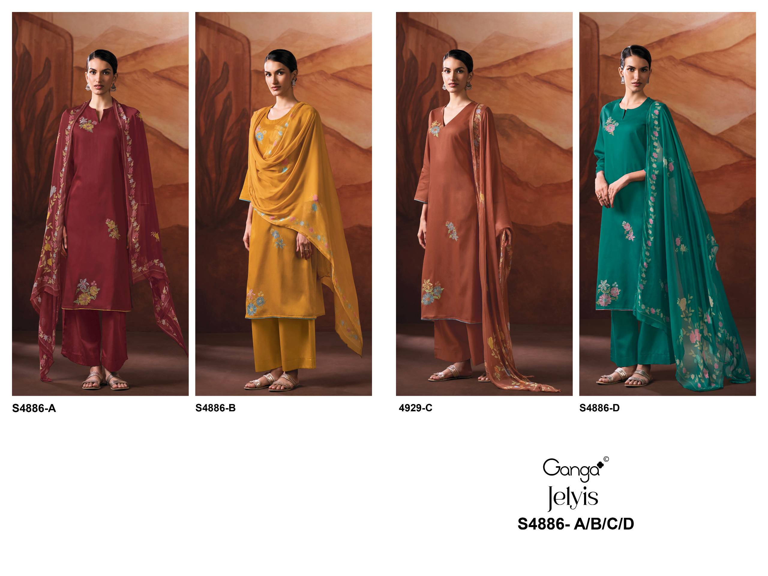 JELYIS 4886 SERIES BY GANGA FASHION Beautiful Colourful COTTON SATIN Dresses At Wholesale Price
